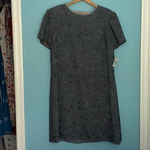 Talbots gray beaded shift dress